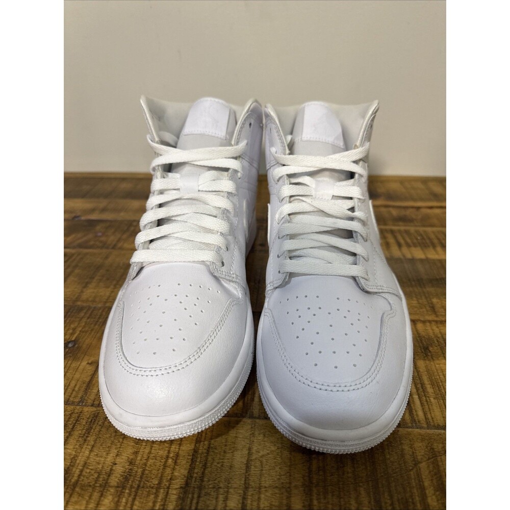 Women's Size 10 - Air Jordan 1 Mid 'Triple White' Shoes DV0991-111 - Picture 2 of 8